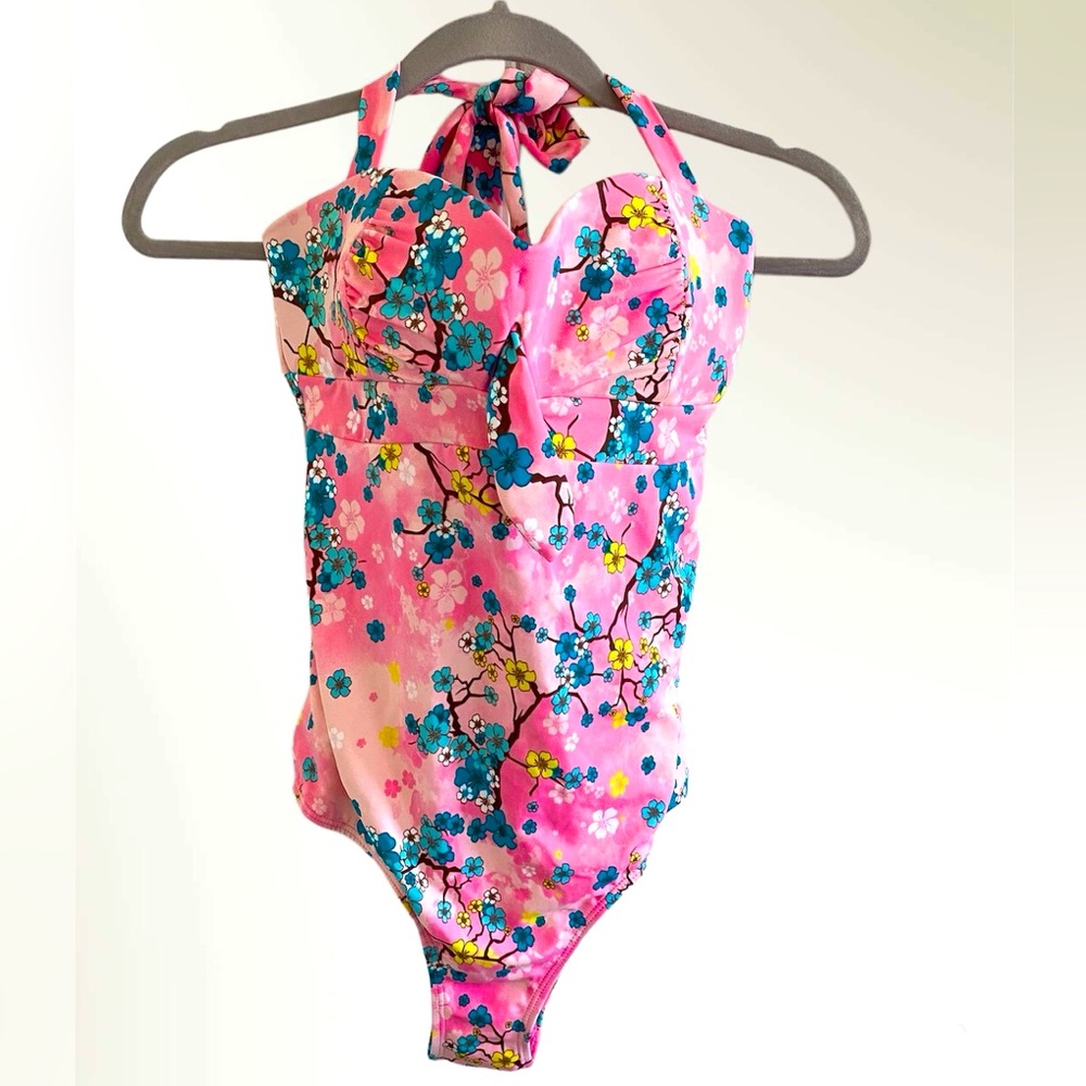 Hot Topic Midnight Hour floral one piece bathing suit